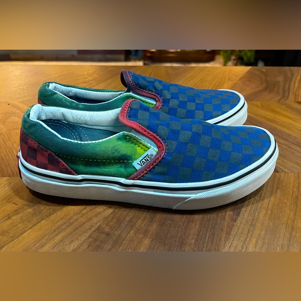 Vans Checker/Tie Dye Slip-ons Size 3.5